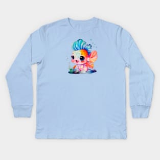 Cute, happy baby fish design Kids Long Sleeve T-Shirt